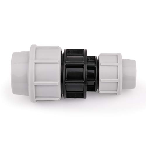 BFG ADAPTER FÜR PE-ROHRE / REDUZIERENDER MUFF / MDPE PE-WASSERROHR KUNSTSTOFF-WEIBLICHER ADAPTER (40 mm bis 25 mm), weiß, schwarz, 40 mm x 25 mm, XY-NJF3-YTW1 von HYDROBIL