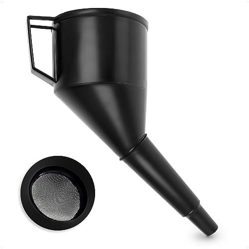 BFG Antistatischer Trichter mit Griff für Auto Öl, Diesel oder Andere Flüssigkeiten, Universeller Trichter mit Antistatischem Filter, Großer Kunststofftrichter mit Korrosionsbeständigem Filter von BFG