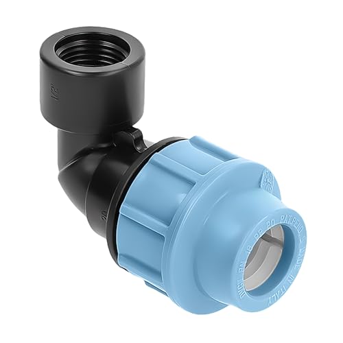 HYDROBIL MDPE Fitting für Wasserrohre, Winkel Adapter 20mm x 1/2" BSP Innengewinde, für MDPE Kunststoffrohre, 16 Bar, Max. Temp. 45°C, Klemmringverschraubungen von HYDROBIL