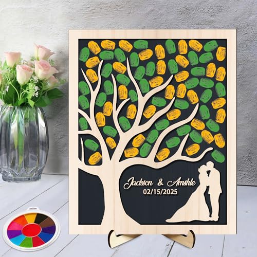 BFHEFGSUU Personalisierte Hochzeitsfingerabdruckbaum Hochzeitssignatur Personalisierter Namen Hochzeitsgäste Anmeldeschild Geschenk Für Ehefrau Ehemann Jubiläumsfeier (Stil 29) von BFHEFGSUU