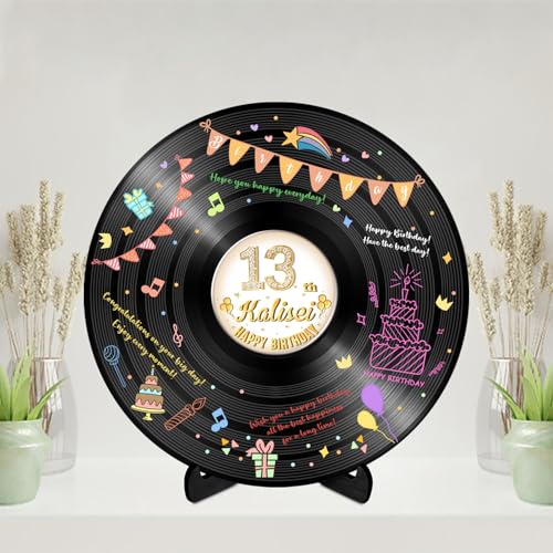 BFHEFGSUU Personalisiertes Gästebuch Zum 13. Geburtstag Personalisierter Name Spiegel Acryl Rundes Gästebuchschild Geschenk für Freunde und Familie Geburtstag Weihnachten (Stil 14) von BFHEFGSUU