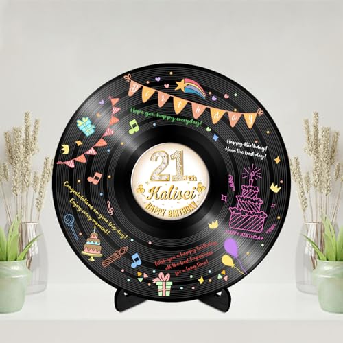 BFHEFGSUU Personalisiertes Gästebuch Zum 21. Geburtstag Personalisierter Name Spiegel Acryl Rundes Gästebuchschild Geschenk für Freunde und Familie Geburtstag Weihnachten (Stil 18) von BFHEFGSUU