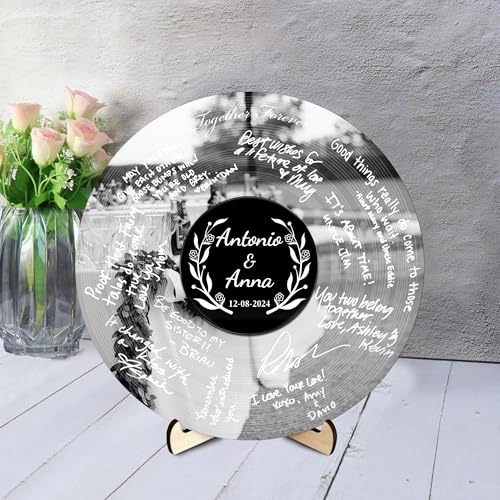 BFHEFGSUU Personalisiertes Hochzeits-Alternatives Gästebuch Personalisierter Name Spiegel-Acryl-Rundes Hochzeits-Gästebuch-Schild Geschenk Für Ehefrau Ehemann Paar Jahrestag Weihnachten (Stil 1) von BFHEFGSUU
