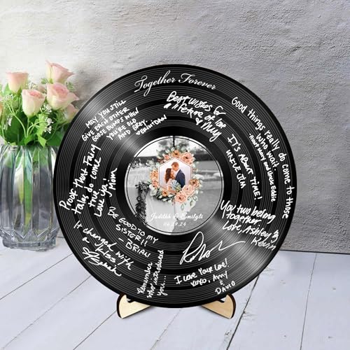 BFHEFGSUU Personalisiertes Hochzeits-Alternatives Gästebuch Personalisierter Name Spiegel-Acryl-Rundes Hochzeits-Gästebuch-Schild Geschenk Für Ehefrau Ehemann Paar Jahrestag Weihnachten (Stil 10) von BFHEFGSUU