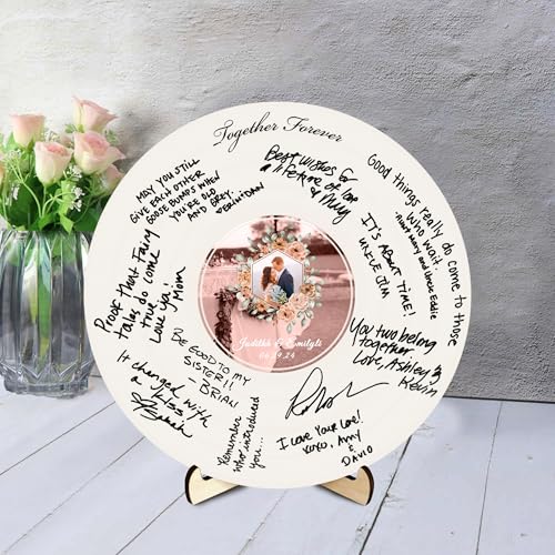 BFHEFGSUU Personalisiertes Hochzeits-Alternatives Gästebuch Personalisierter Name Spiegel-Acryl-Rundes Hochzeits-Gästebuch-Schild Geschenk Für Ehefrau Ehemann Paar Jahrestag Weihnachten (Stil 11) von BFHEFGSUU