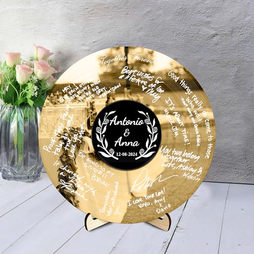 BFHEFGSUU Personalisiertes Hochzeits-Alternatives Gästebuch Personalisierter Name Spiegel-Acryl-Rundes Hochzeits-Gästebuch-Schild Geschenk Für Ehefrau Ehemann Paar Jahrestag Weihnachten (Stil 3) von BFHEFGSUU