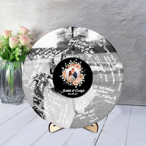 BFHEFGSUU Personalisiertes Hochzeits-Alternatives Gästebuch Personalisierter Name Spiegel-Acryl-Rundes Hochzeits-Gästebuch-Schild Geschenk Für Ehefrau Ehemann Paar Jahrestag Weihnachten (Stil 4) von BFHEFGSUU