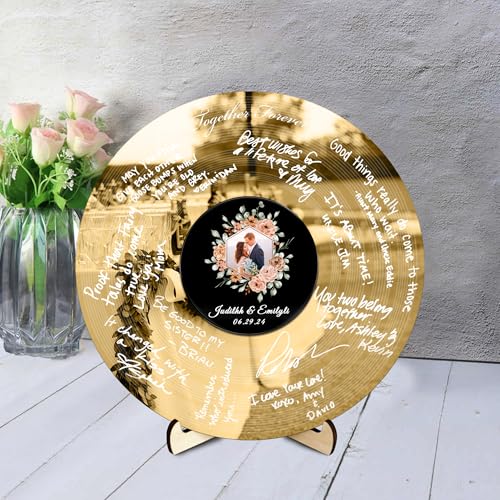 BFHEFGSUU Personalisiertes Hochzeits-Alternatives Gästebuch Personalisierter Name Spiegel-Acryl-Rundes Hochzeits-Gästebuch-Schild Geschenk Für Ehefrau Ehemann Paar Jahrestag Weihnachten (Stil 6) von BFHEFGSUU