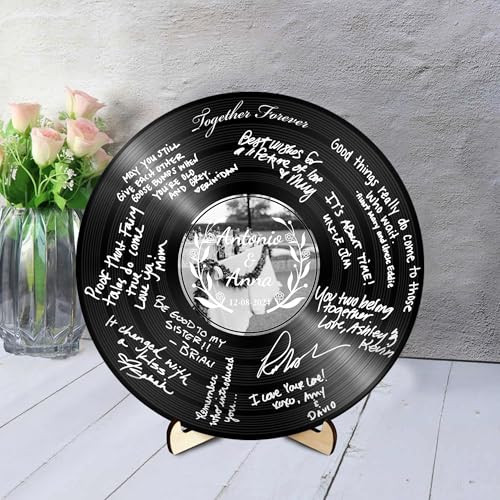 BFHEFGSUU Personalisiertes Hochzeits-Alternatives Gästebuch Personalisierter Name Spiegel-Acryl-Rundes Hochzeits-Gästebuch-Schild Geschenk Für Ehefrau Ehemann Paar Jahrestag Weihnachten (Stil 7) von BFHEFGSUU