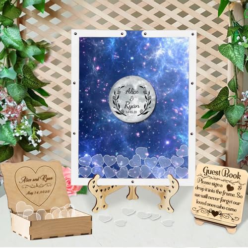 BFHEFGSUU Personalisiertes Hochzeitsgästebuch Personalisierter Name Hochzeitsgästebuchschild Geschenk Für Ehefrau Ehemann Paar Geburtstagsparty Jahrestag Weihnachten (Stil 33) von BFHEFGSUU