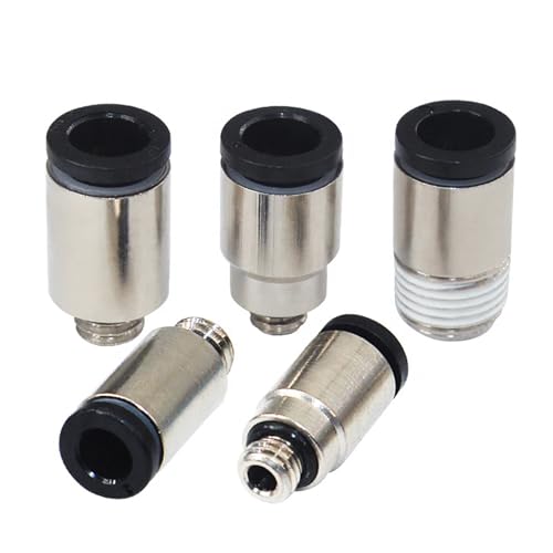 Push-to Mini Air Quick Messing mit Dichtring Anschlüsse Luftschlauch Außengewinde und Innensechskant Fitting 5 Stück(POC4-M7C) von BFIGTKHM