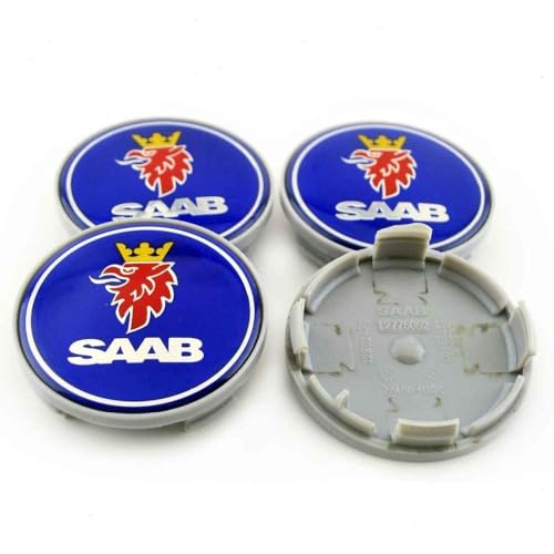 BFJXZA 4 Stück 63mm Automobil Radkappen Kit Center für Saab 93 9-3 9-5 Vector Linear Aero Radnabenkappen Radnabenabdeckung mit Logo Felgendeckel Dekoration Zubehör von BFJXZA