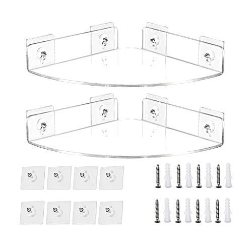 BFLKY 2 Stück Acryl-Wandhalterung, schwebende Eckregale, viertelrundes Duschregal, hängende Eckregale, Wanddisplay von BFLKY
