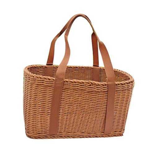 BFLKY Aufbewahrungskorb aus Kunst-Rattan mit praktischen Griffen, effizienter Aufbewahrungsbehälter für Obst, platzsparende Blumenkörbe von BFLKY