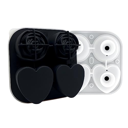 Eiswürfelform in Herzform, Rose, 4/6 Fächer, Eiswürfelform mit Deckel, wiederverwendbare Silikon-Eisformen für Whiskey-Pudding von BFLKY