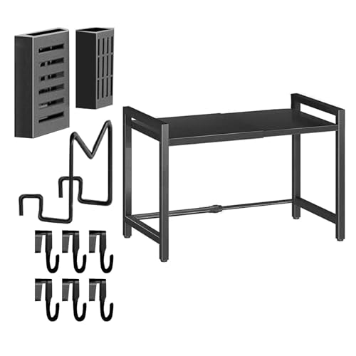 Platzsparendes Mikrowellen-Regal mit Haken, Küchenregal, tragbar, für Ofen und Kochgeschirr, starker Rahmen aus Karbonstahl Platzsparendes Mikrowellen-Regal mit Haken, Küchenregal, tragbar, für Ofen und Kochgeschirr, starker Rahmen aus Karbonstahl von BFLKY