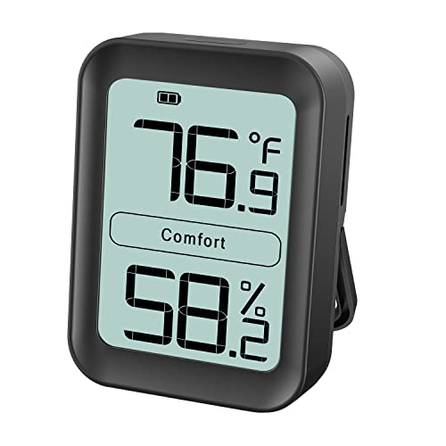 BFOUR Digital Thermo-Hygrometer Thermometer Hygrometer Indoor Temperature and Humidity Meter with Indicator for Indoor Climate Control Black von BFOUR