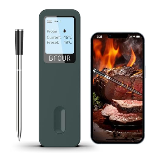 BFOUR Fleischthermometer Kabellos,Grillthermometer Bluetooth mit App,Smart Kerntemperaturmesser,Large Display Bratthermometer,IP67 wasserdicht,App-Steuerung,for Grill, Backofen, Rotisserie BFOUR Fleischthermometer Kabellos,Grillthermometer Bluetooth mit App,Smart Kerntemperaturmesser,Large Display Bratthermometer,IP67 wasserdicht,App-Steuerung,for Grill, Backofen, Rotisserie von BFOUR