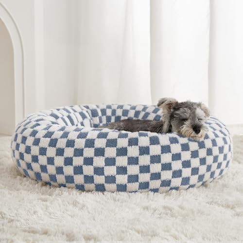 BFPETHOME Donut-Hundebett für kleine Hunde, niedliches kleines Hundebett für Welpen und Kätzchen, rundes beruhigendes Haustierbett mit rutschfester Unterseite, maschinenwaschbar, 61 cm, Blau BFPETHOME Donut-Hundebett für kleine Hunde, niedliches kleines Hundebett für Welpen und Kätzchen, rundes beruhigendes Haustierbett mit rutschfester Unterseite, maschinenwaschbar, 61 cm, Blau von BFPETHOME