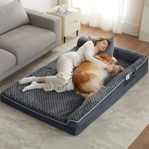 BFPETHOME Orthopädische Hundebetten für extra große Hunde, wasserdichtes Sofa, XXL-Haustierbett mit Seiten, rutschfester Unterseite und Eierkisten-Schaumstoff, großes Hunde-Couch-Bett mit waschbarem von BFPETHOME