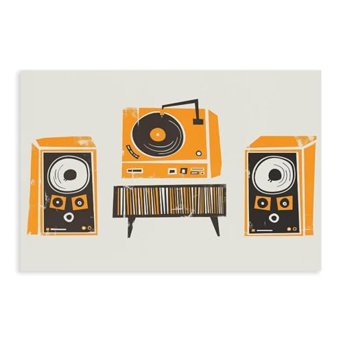 Aquarellgemälde mit Vintage-Audioausrüstung, Leinwandposter, Wandkunst, Dekordruck, Bild Gemälde für Wohnzimmer, Schlafzimmer, Dekoration, 60 x 90 cm Aquarellgemälde mit Vintage-Audioausrüstung, Leinwandposter, Wandkunst, Dekordruck, Bild Gemälde für Wohnzimmer, Schlafzimmer, Dekoration, 60 x 90 cm von BFTIUTG