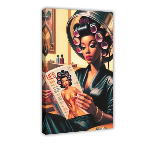 BFTIUTG Kunstposter "Friseursalon", Motiv: Schwarze Frauen, Leinwandposter, Wandkunst, Dekordruck, Bild Gemälde für Wohnzimmer, Schlafzimmer, Dekoration, 40 x 60 cm BFTIUTG Kunstposter "Friseursalon", Motiv: Schwarze Frauen, Leinwandposter, Wandkunst, Dekordruck, Bild Gemälde für Wohnzimmer, Schlafzimmer, Dekoration, 40 x 60 cm von BFTIUTG