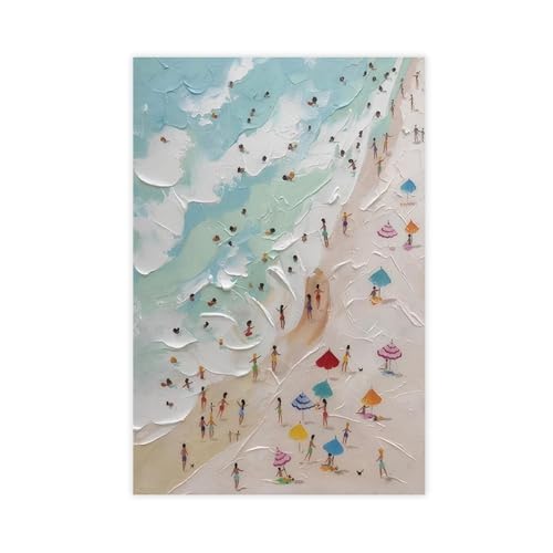 BFTIUTG Leinwandposter "Happy Coast", Motiv: Schwimmer auf Leinwand, Wandkunst, Dekordruck, Bild Gemälde für Wohnzimmer, Schlafzimmer, Dekoration, 20 x 30 cm von BFTIUTG