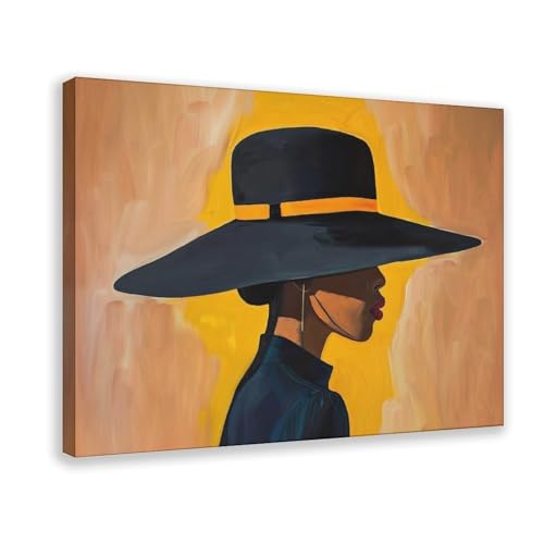 BFTIUTG Leinwandposter im Retro-Stil, Motiv: schwarzes Mädchen, Wandkunst, Dekordruck, Gemälde für Wohnzimmer, Schlafzimmer, Dekoration, 60 x 90 cm von BFTIUTG
