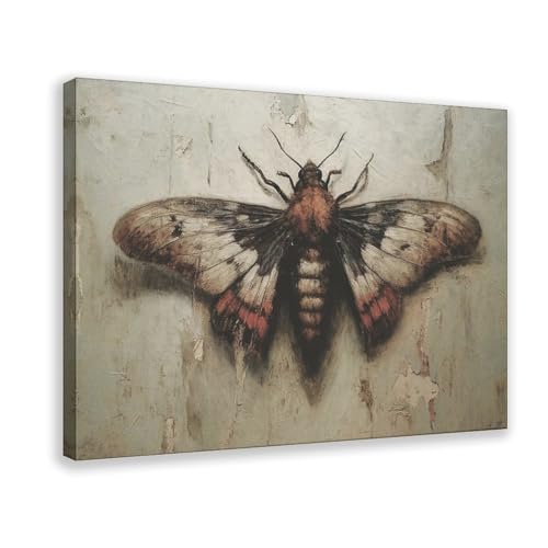 BFTIUTG Leinwandposter mit dunklem Gothic-Motten-Motiv, Schlafzimmer, Dekoration, Landschaft, Büro, Raumdekoration, Geschenk, 50 x 75 cm von BFTIUTG