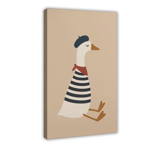 BFTIUTG Lustig gestreifte Gans Kinderzimmer Drucke Leinwand Poster Wandkunst Dekor Druck Bild Gemälde für Wohnzimmer Schlafzimmer Dekoration 20 x 30 cm von BFTIUTG