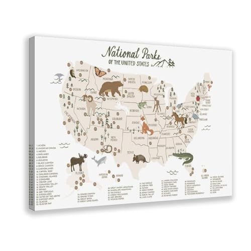 BFTIUTG Poster mit Nationalpark-Karte, Leinwand, Wandkunst, Dekordruck, Bild Gemälde für Wohnzimmer, Schlafzimmer, Dekoration, 20 x 30 cm BFTIUTG Poster mit Nationalpark-Karte, Leinwand, Wandkunst, Dekordruck, Bild Gemälde für Wohnzimmer, Schlafzimmer, Dekoration, 20 x 30 cm von BFTIUTG