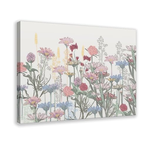 BFTIUTG Retro-Wildblumen-Aquarell, Blumen-Kunstmalerei, Leinwand, Poster, Schlafzimmer, Dekoration, Landschaft, Büro, Raumdekoration, Geschenk, 20 x 30 cm von BFTIUTG