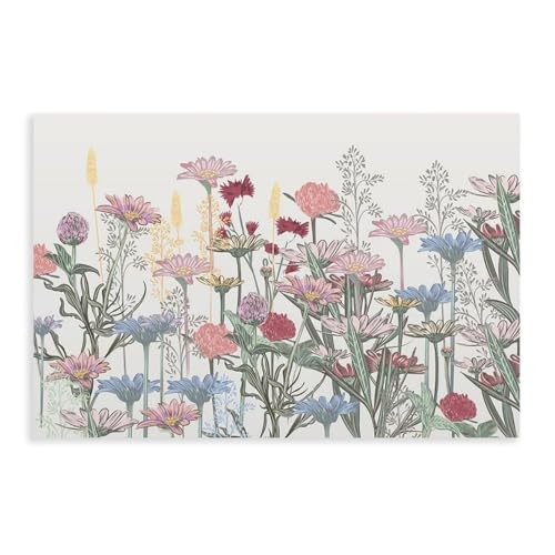 BFTIUTG Retro-Wildblumen-Aquarell, Blumen-Kunstmalerei, Leinwand-Poster, Wandkunst, Dekordruck, Bild Gemälde für Wohnzimmer, Schlafzimmer, Dekoration, 40 x 60 cm von BFTIUTG