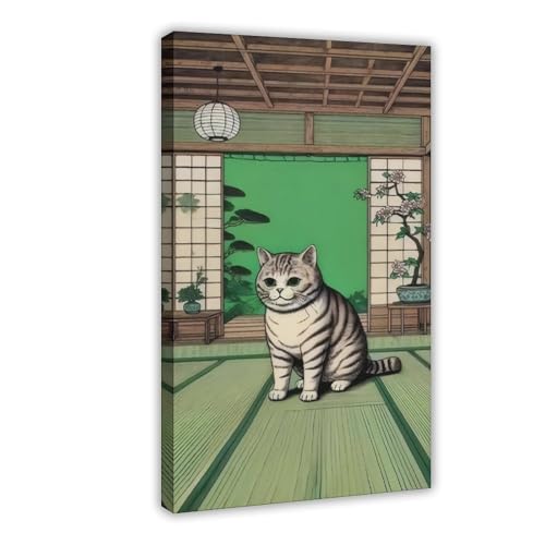 Humorvolles Ukiyo-e Badezimmer-Poster mit Katze, 2 (5), Leinwandposter, Wandkunst, Dekordruck, Gemälde für Wohnzimmer, Schlafzimmer, Dekoration, 20 x 30 cm von BFTIUTG