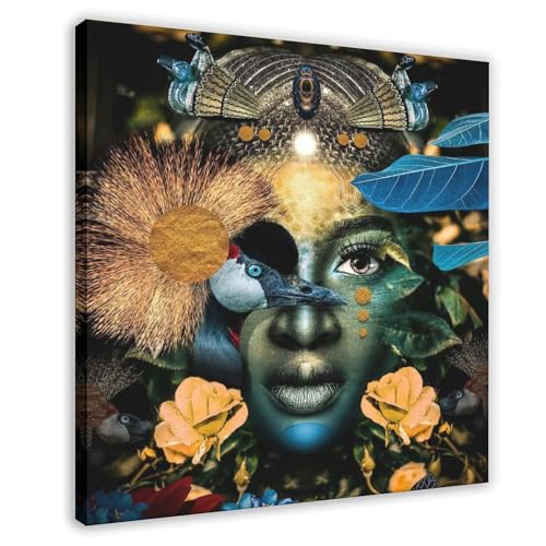 Leinwand-Poster, Motiv: afrikanische schwarze Frauen, Blumenvogel, Wandkunst, Dekordruck, Bild Gemälde für Wohnzimmer, Schlafzimmer, Dekoration, 30 x 30 cm Leinwand-Poster, Motiv: afrikanische schwarze Frauen, Blumenvogel, Wandkunst, Dekordruck, Bild Gemälde für Wohnzimmer, Schlafzimmer, Dekoration, 30 x 30 cm von BFTIUTG