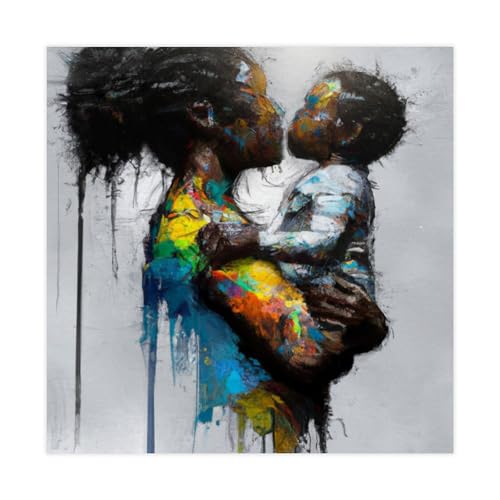 Leinwandposter, Motiv: afrikanische Mutter und Kind, bunt, Wandkunst, Dekor, Bild, Gemälde für Wohnzimmer, Schlafzimmer, Dekoration, 30 x 30 cm Leinwandposter, Motiv: afrikanische Mutter und Kind, bunt, Wandkunst, Dekor, Bild, Gemälde für Wohnzimmer, Schlafzimmer, Dekoration, 30 x 30 cm von BFTIUTG