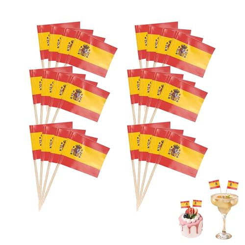 Flagge Zahnstocher,Länderdeko Abend Flaggen,Cocktail-Stäbchen,Cupcake Topper,Cocktailspieße,Obstspieße,Bunte Kraftpapier,Verschiedene Lebensmittel Toothpick Flags für Party,Fest (Spanisch) von BFUZXY