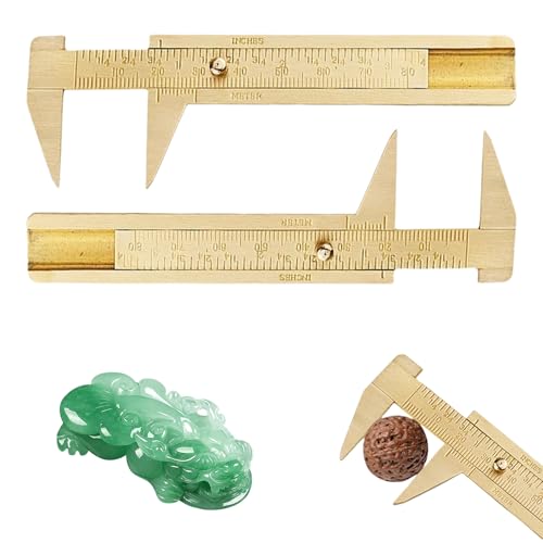 2 Stück Messschieber,Schieblehre,Messschieber Analog,Handliches Schieblehre,Caliper,Klein Messing Messlehre,Messing Taschenlineal,Lineal Messwerkzeug,Doppelmaßstab Messwerkzeuge für Schmuck 2 Stück Messschieber,Schieblehre,Messschieber Analog,Handliches Schieblehre,Caliper,Klein Messing Messlehre,Messing Taschenlineal,Lineal Messwerkzeug,Doppelmaßstab Messwerkzeuge für Schmuck von BFUZXY
