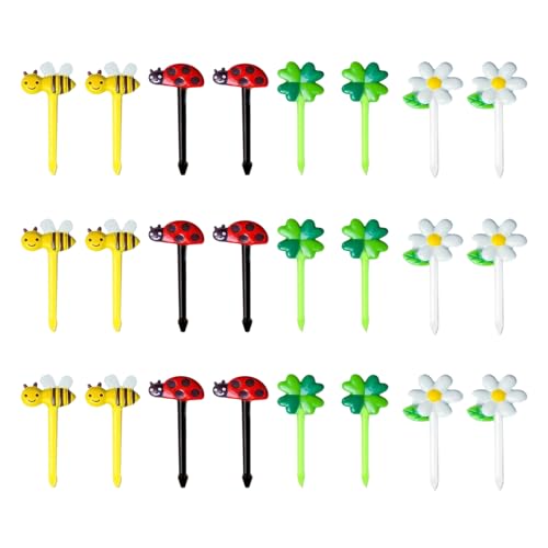 24 Stück Piekser Fingerfood Kinder,Pieksi Griffel,Bento Zubehör,Obstgabeln Brotdosen,Spieße Brotbox,Niedliche Cartoon Zahnstocher,Sonnenblume Marienkäfer Food Picks für Desserts Obst Mittagessen Party 24 Stück Piekser Fingerfood Kinder,Pieksi Griffel,Bento Zubehör,Obstgabeln Brotdosen,Spieße Brotbox,Niedliche Cartoon Zahnstocher,Sonnenblume Marienkäfer Food Picks für Desserts Obst Mittagessen Party von BFUZXY