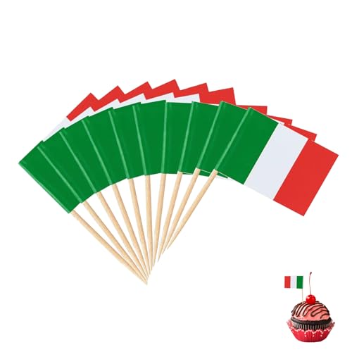 Flagge Zahnstocher,Länderdeko Abend Flaggen,Cocktail-Stäbchen,Cupcake Topper,Cocktailspieße,Obstspieße,Bunte Kraftpapier,Verschiedene Lebensmittel Toothpick Flags für Party,Fest (Italienische) von BFUZXY