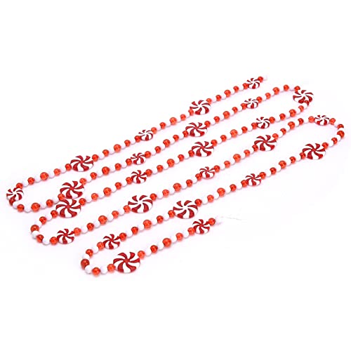 BFYDOAA 2,7 m Weihnachts-Perlengirlande, Zuckerstangen-Perlenkette, rot-weiß, Pfefferminz-Girlande zum Aufhängen von Weihnachtsbaum-Girlande von BFYDOAA