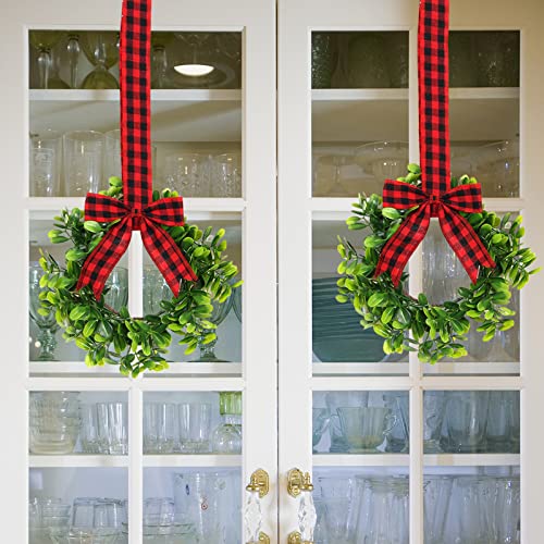BFYDOAA 2 Stück Küchenschrank-Kränze, kleine Weihnachts-Buchsbaum-Kränze, hängende Bandschleife, grüne Kränze für Bauernhaus, Festival, Stuhl, Türgeländer BFYDOAA 2 Stück Küchenschrank-Kränze, kleine Weihnachts-Buchsbaum-Kränze, hängende Bandschleife, grüne Kränze für Bauernhaus, Festival, Stuhl, Türgeländer von BFYDOAA