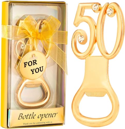 BFYDOAA 24 Stück Flaschenöffner, Goldene Geburtstagsparty-Geschenke, 50. Jahrestag, Gastgeschenke für Gäste, Bierflaschenöffner für Geburtstagsfeier, Geschenk, Souvenirzubehör (24P 50) von BFYDOAA