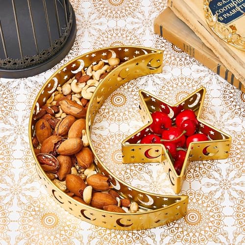 BFYDOAA Eid Serviertablett, Ramadan Tablett Mond und Stern für rustikale Eid Mubarak Ramadan Party Dekoration Ornament von BFYDOAA