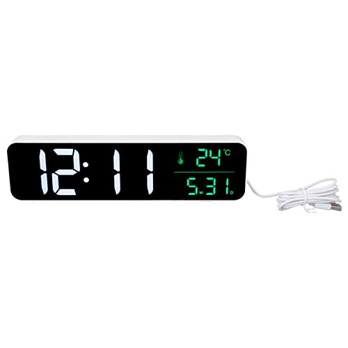 BFYDOAA LED-Musikwecker, Elektrischer LED-Wecker für Schlafzimmer, Datum und Uhrzeit, Digitaluhr mit Temperatur, 5 Helligkeitseinstellungen, für das Heimbüro Im Wohnzimmer(Weiss) von BFYDOAA