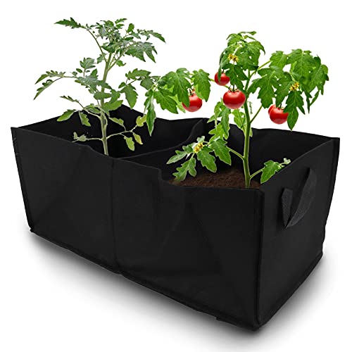 BFYDOAA Stoff-Hochbeet, Rechteckige Pflanztasche mit 2 Fächern, Hochbeet, Töpfe, Garten-Pflanztasche, Behälter für Gemüse, Pflanzen, Blumen, 30 X 60 X 25 cm von BFYDOAA