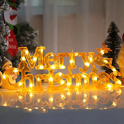 BFYDOAA „Merry Christmas“-Leuchtschild für Kranz-Weihnachtsbaum, Zum Aufhängen von „Merry Christmas“-Buchstaben für die Haustür, Fenster, Wand(Orange) von BFYDOAA