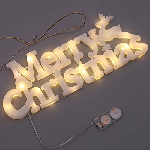 „Merry Christmas“-Leuchtschild für Kranz-Weihnachtsbaum, Zum Aufhängen von „Merry Christmas“-Buchstaben für die Haustür, Fenster, Wand(Weiß) von BFYDOAA