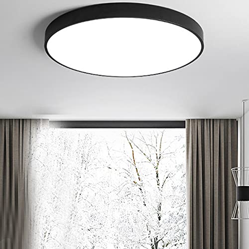 BFYLIN 60W LED Deckenleuchte Runden Ultra dünn Dimmbar Deckenlampe Wohnzimmer Lampe Modern Deckenleuchten Kueche Badezimmer Flur Schlafzimmer (Schwarz Runden-60W) von BFYLIN