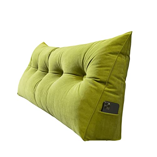 Großen Dreieckigen Kissen, Couchkissen Rückenlehne Bett Lesekissen Für Bett Und Sofa Keilkissen Wandkissen Groß Rueckenkissen Mit Abnehmbarem Deckel (Color : Green, Size : 150cm) von BFYYML